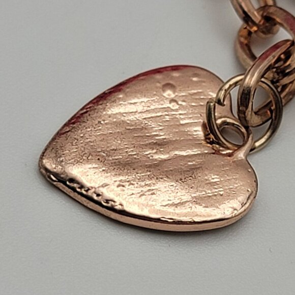 Michael Kors Rose Gold Tone Crystal Heart Charm Toggle Chain Bracelet 7" - Picture 4 of 6